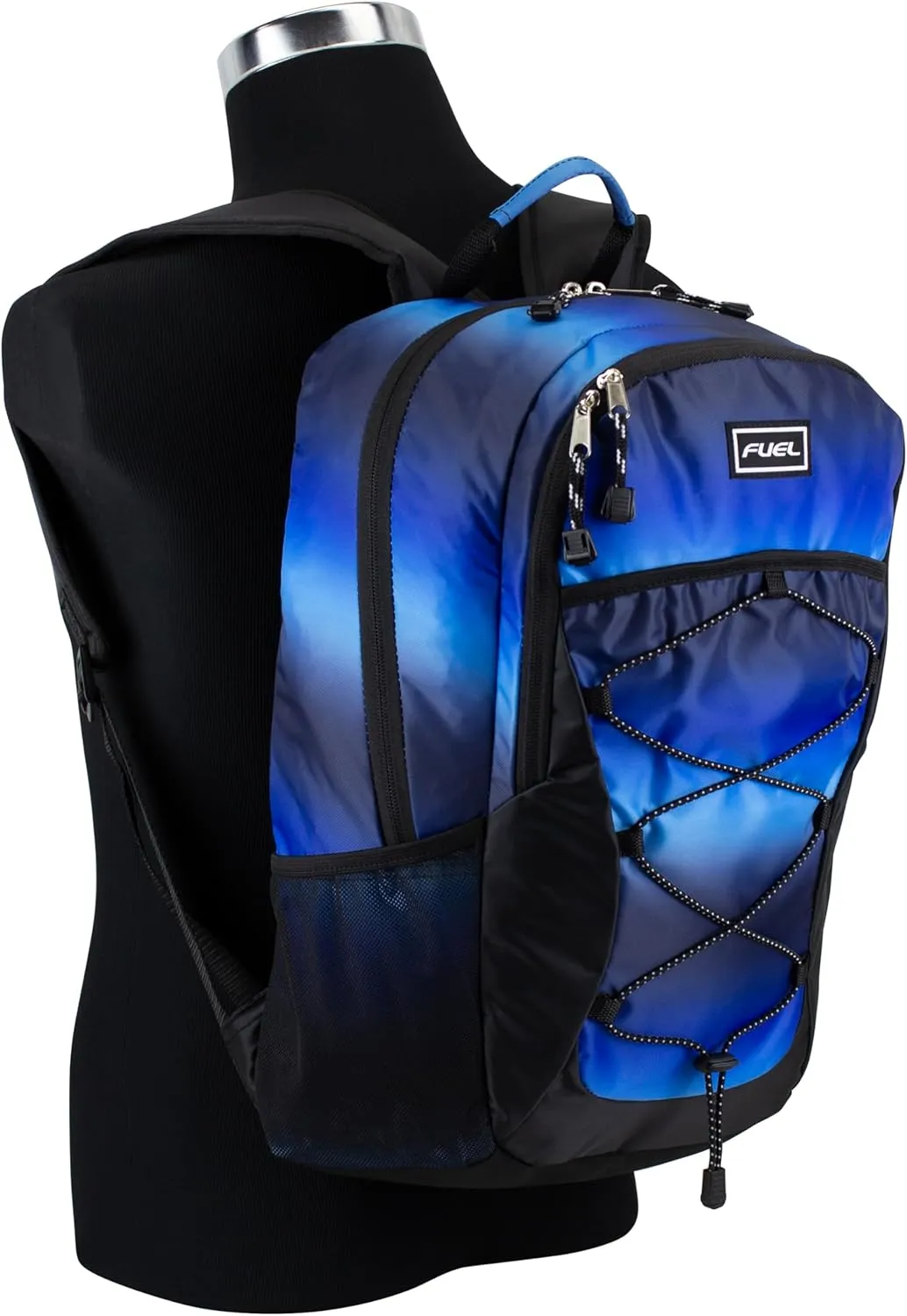 FUEL Rider Sport Hiking Backpack Laptop Travel Carry On Luggage Daypack Bag, Bungee for Travel, Leisure, Outdoors, Blue Ombre