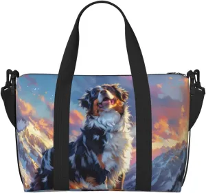 full body Australian Shepherd print Travel Duffel Bag, Sports Tote Gym Bag, Swim Pool Bag Large Shoulder Tote Bag for Beach Weekender