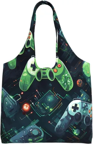 Gamepad Circuit Version Printed single-shoulder canvas bag, fashionable daily canvas bag, suitable for daily travel and shopping