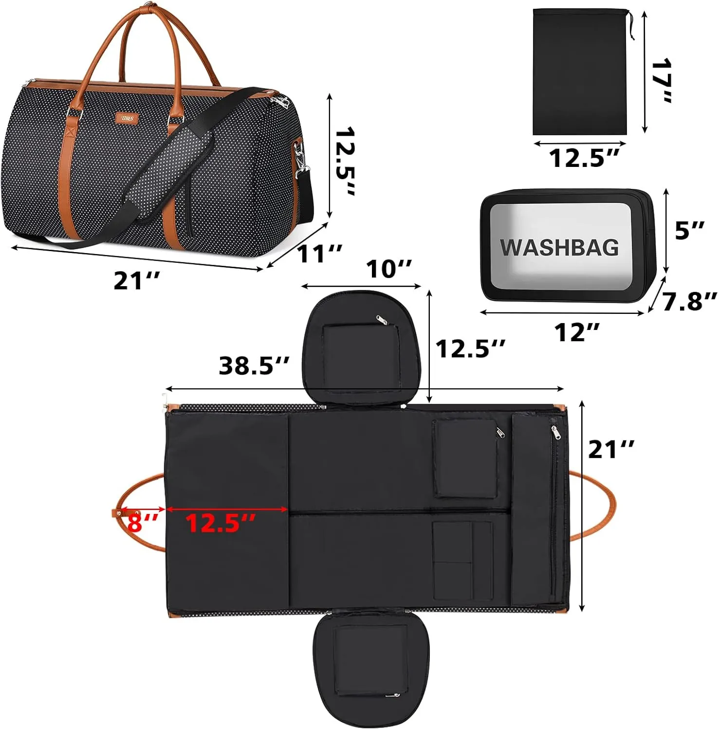 Garment Bag for Travel Convertible Carry On Garment Bag Large Travel Duffel Bags for Women 2 in 1 Hanging Suitcase Suit Travel Bags for Women & Men 3pcs Set