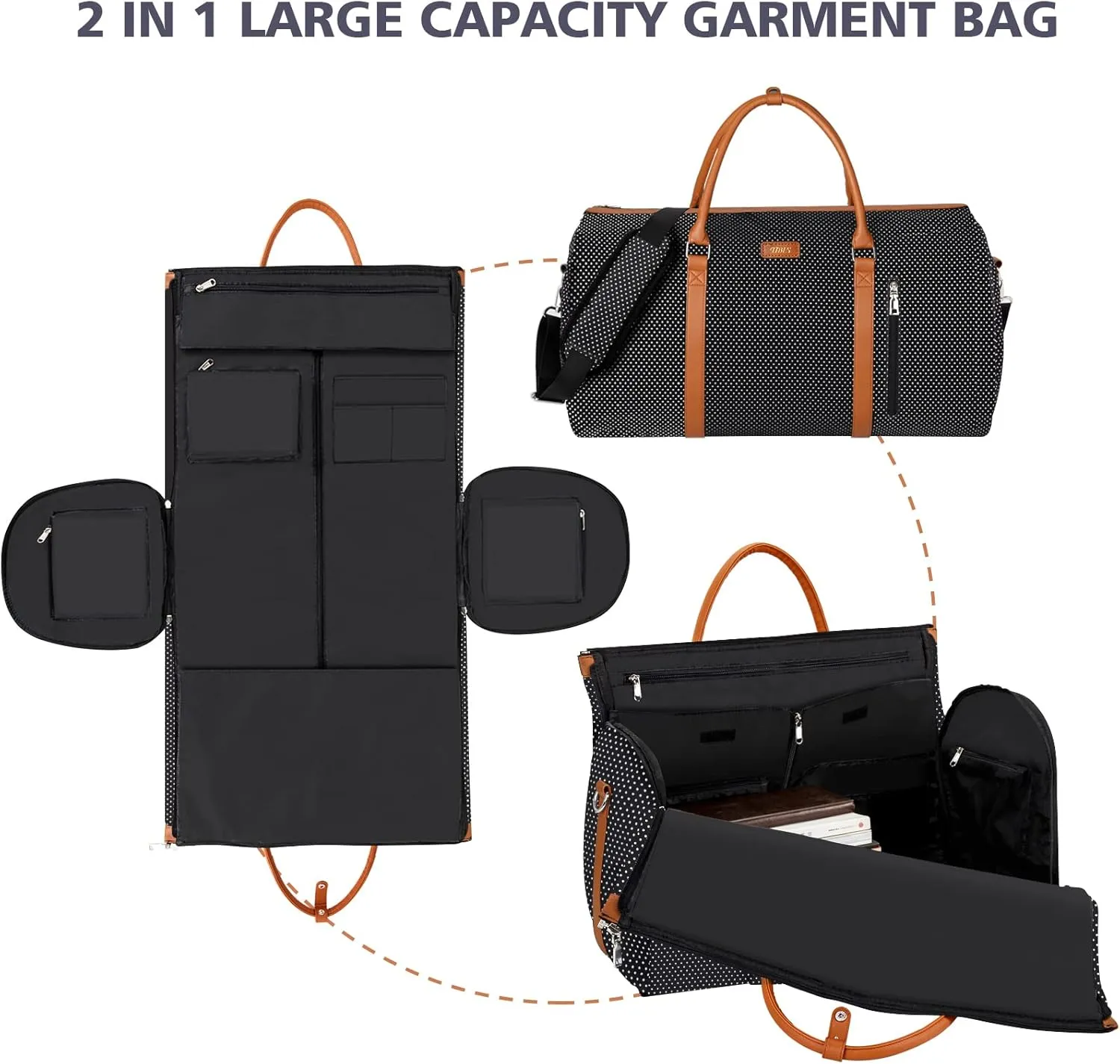 Garment Bag for Travel Convertible Carry On Garment Bag Large Travel Duffel Bags for Women 2 in 1 Hanging Suitcase Suit Travel Bags for Women & Men 3pcs Set