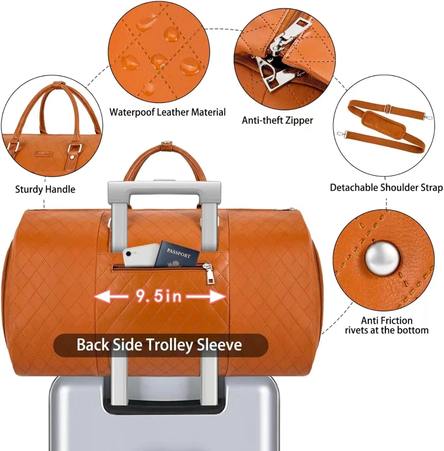Garment Bag for Travel, Convertible Carry on Garment Duffel Bag for Men 3Pcs Weekender Bag 2 in 1 Hanging Suitcase Suit Bag