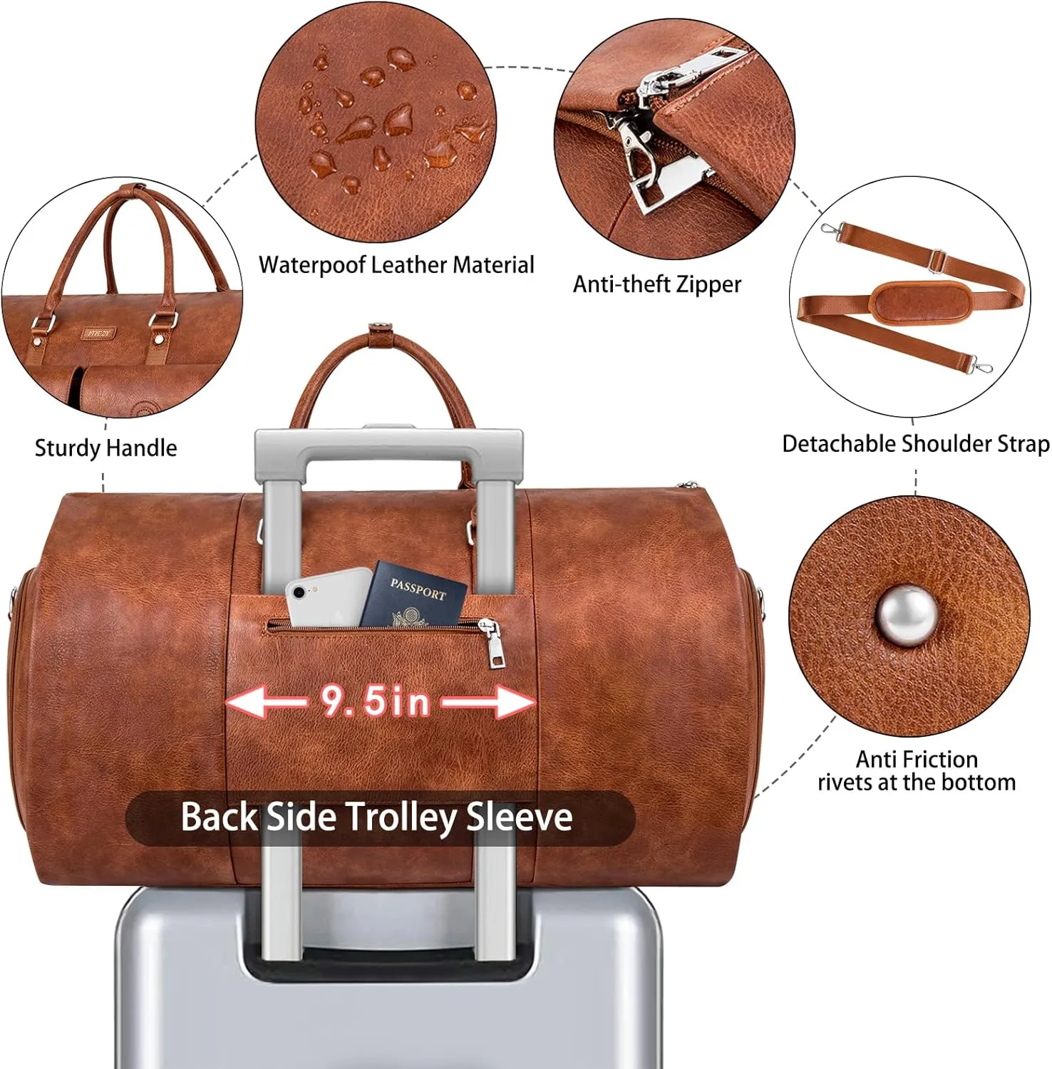 Garment Bag for Travel, Convertible Carry on Garment Duffel Bag for Men 3Pcs Weekender Bag 2 in 1 Hanging Suitcase Suit Bag