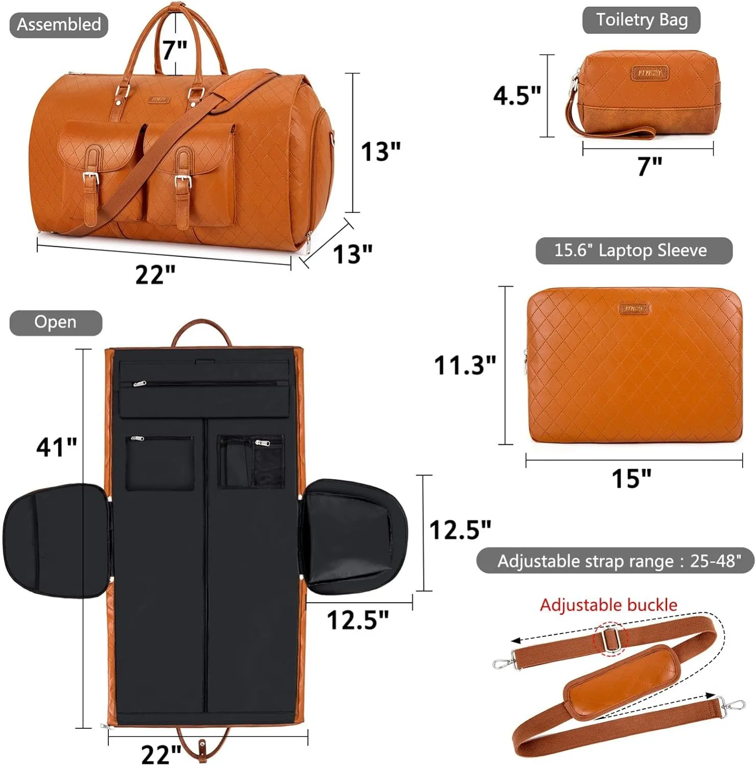 Garment Bag for Travel, Convertible Carry on Garment Duffel Bag for Men 3Pcs Weekender Bag 2 in 1 Hanging Suitcase Suit Bag