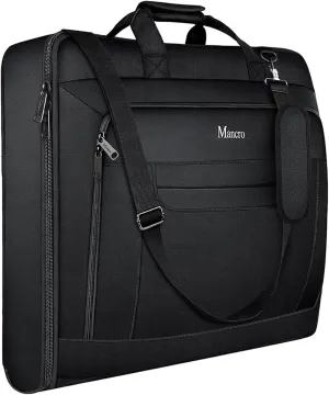 Garment Bags for Travel, Carry On Garment Bag for Business Trips with Shoulder Strap, Mancro Waterproof Foldable Luggage Hanging Suit Bags Gift for Men Women, 2 in 1 Suitcase for Coats, Suits (Black)