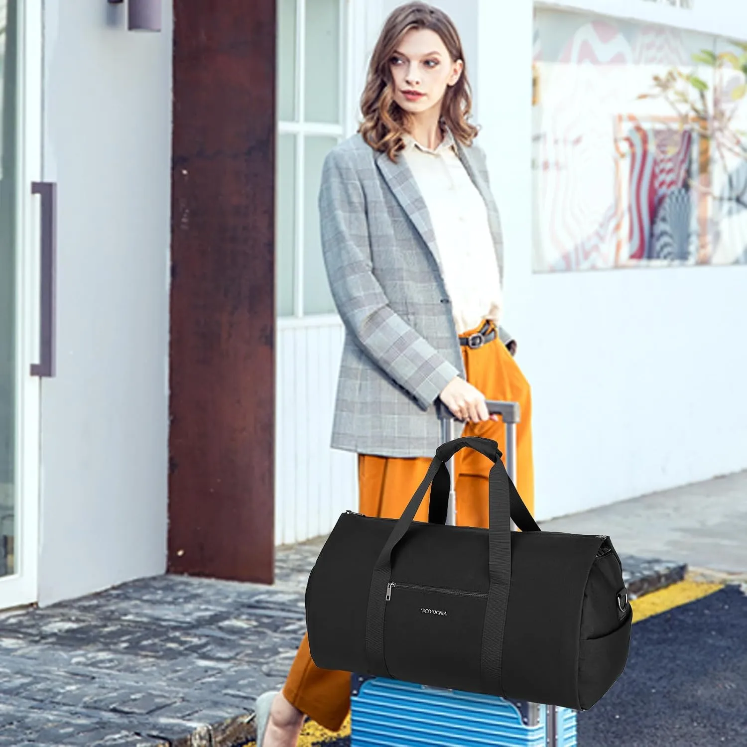 Garment Bags for Travel, Convertible Carry On Garment Weekender Bag Duffel Bag with Shoe Pouch 2 in 1 Hanging Suitcase Suit Travel Bags Duffel Bag for Men Black