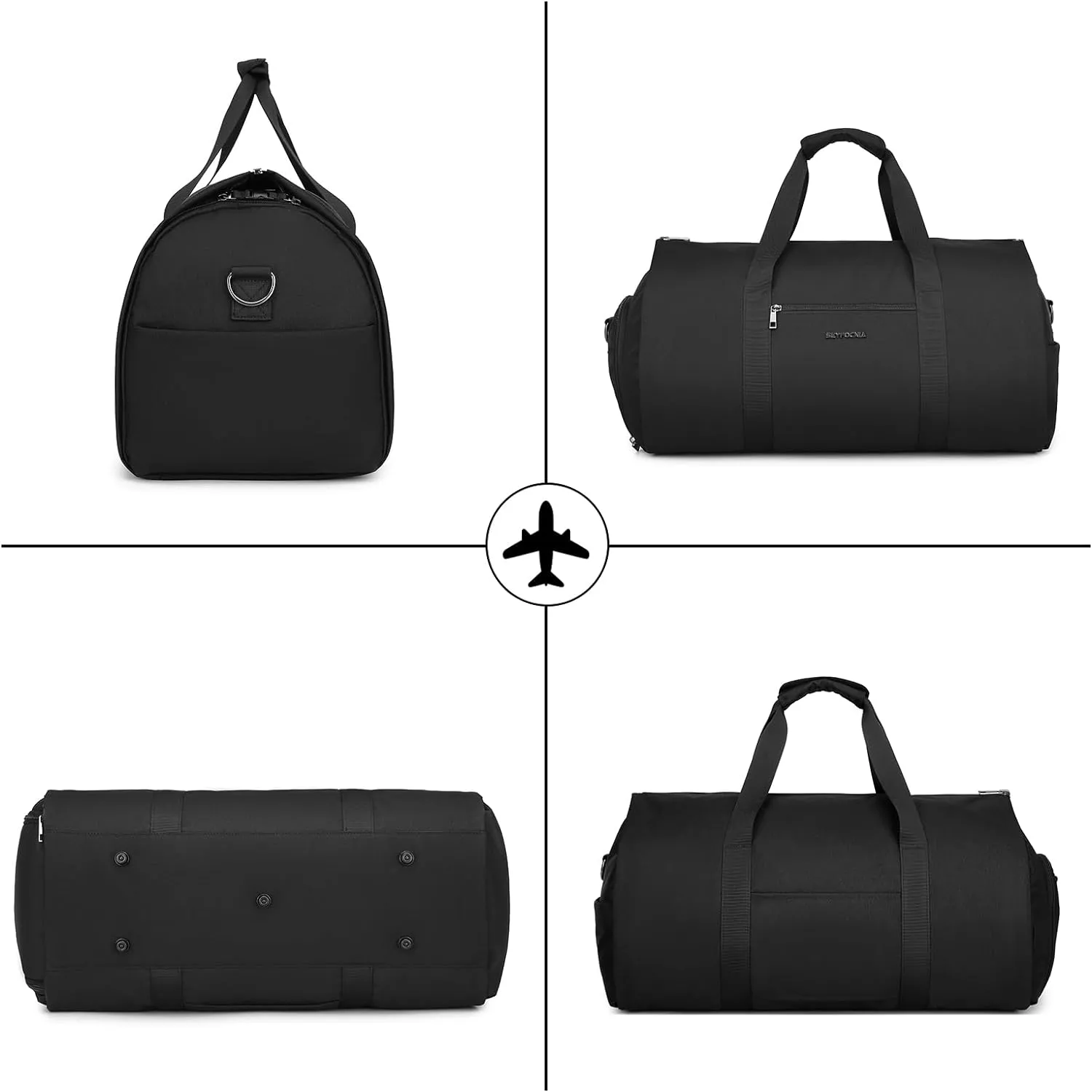 Garment Bags for Travel, Convertible Carry On Garment Weekender Bag Duffel Bag with Shoe Pouch 2 in 1 Hanging Suitcase Suit Travel Bags Duffel Bag for Men Black