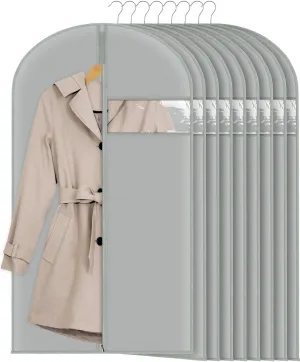 Garment Bags Suit Bags for closet storage 9 Packs Garment Covers 24 x 43 Inchs for Storage Suits, T-shirts and Jackets, Suit Covers for Hanging Clothes on Closet or Travel