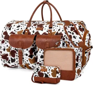 Garment Duffel Bag for Travel - Convertible Carry on Garment Duffel Travel Bag for Women Men Large Weekender Bag with Shoes Pouch 2 in 1 Hanging Suit Travel Duffel Bag 3pcs Set