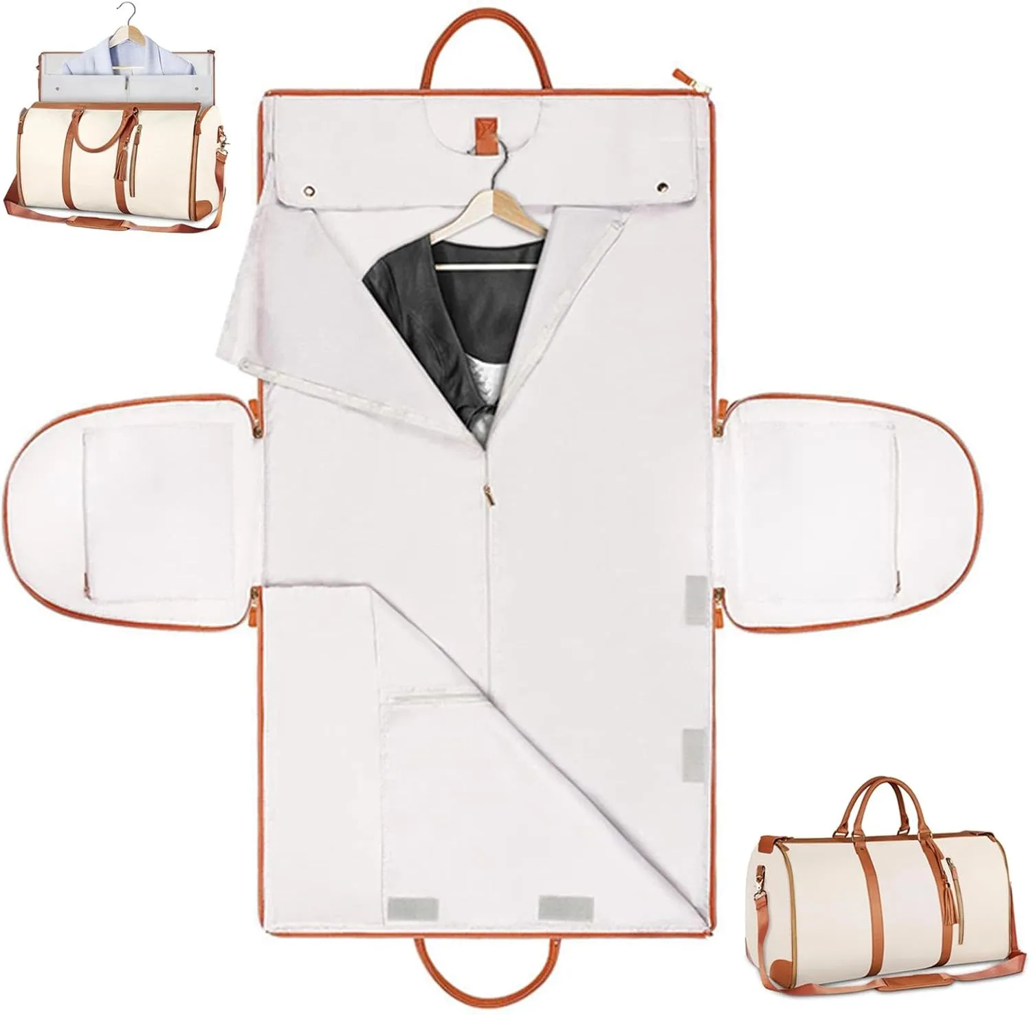 Garment Duffle Bags for Travel,Foldable Garment Duffle Bag,2 in 1 Travel Suit Duffel Bag with Detachable Shoulder Strap for Gift-White