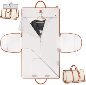 Garment Duffle Bags for Travel,Foldable Garment Duffle Bag,2 in 1 Travel Suit Duffel Bag with Detachable Shoulder Strap for Gift-White