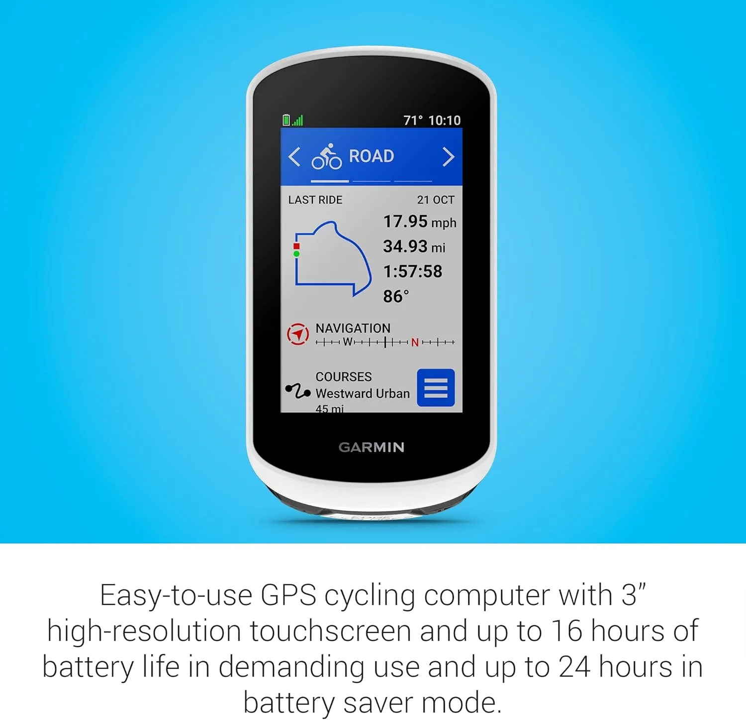 Garmin Edge® Explore 2, Easy-To-Use GPS Cycling Navigator, eBike Compatibility, Maps and Navigation, with Safety Features