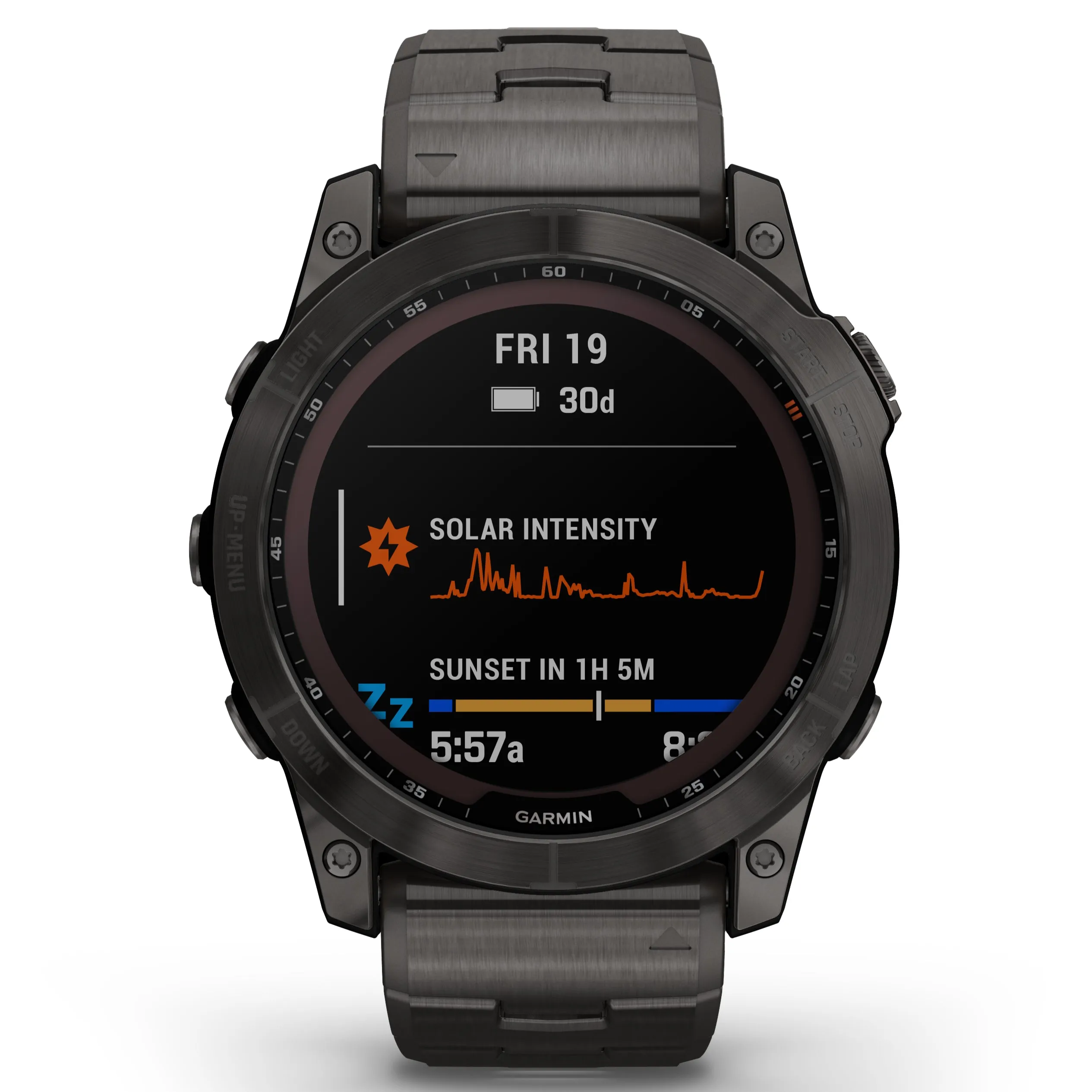 Garmin Fenix® 7X Sapphire Solar Edition Carbon Grey DLC Titanium with Carbon Grey DLC Vented Titanium Band Smartwatch 010-02541-27