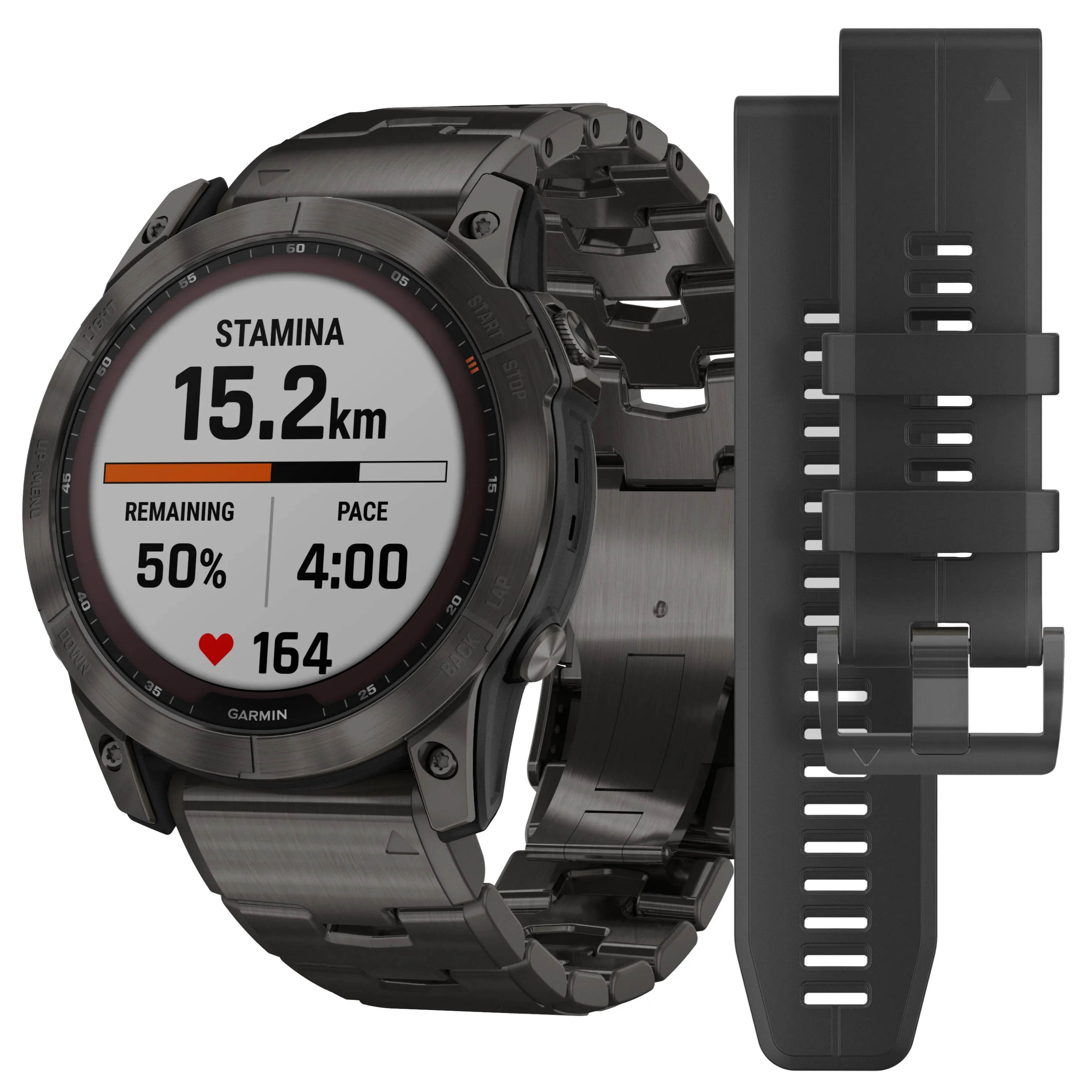 Garmin Fenix® 7X Sapphire Solar Edition Carbon Grey DLC Titanium with Carbon Grey DLC Vented Titanium Band Smartwatch 010-02541-27