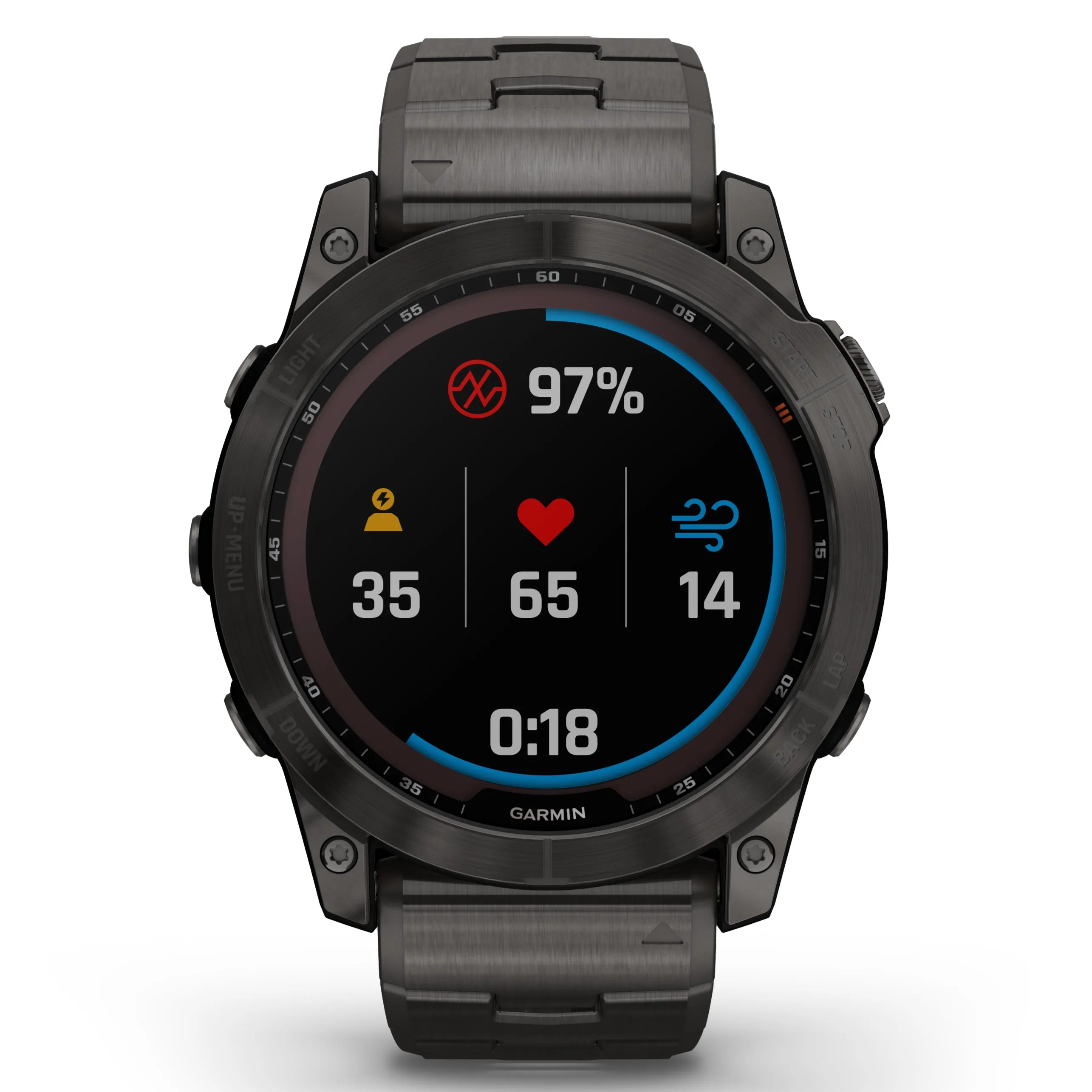 Garmin Fenix® 7X Sapphire Solar Edition Carbon Grey DLC Titanium with Carbon Grey DLC Vented Titanium Band Smartwatch 010-02541-27