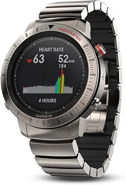 Garmin, Fenix Chronos, Watch, Titanium with Brushed Titanium Band, 010-01957-01