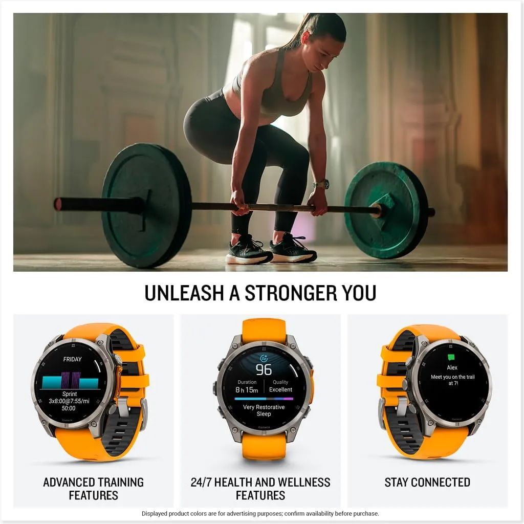 Garmin fēnix® 8 – 47 mm, AMOLED, Sapphire, Premium Multisport GPS Smartwatch, Long-Lasting Battery Life, Dive-Rated, Built-in LED Flashlight, Titanium with Spark Orange/Graphite Band