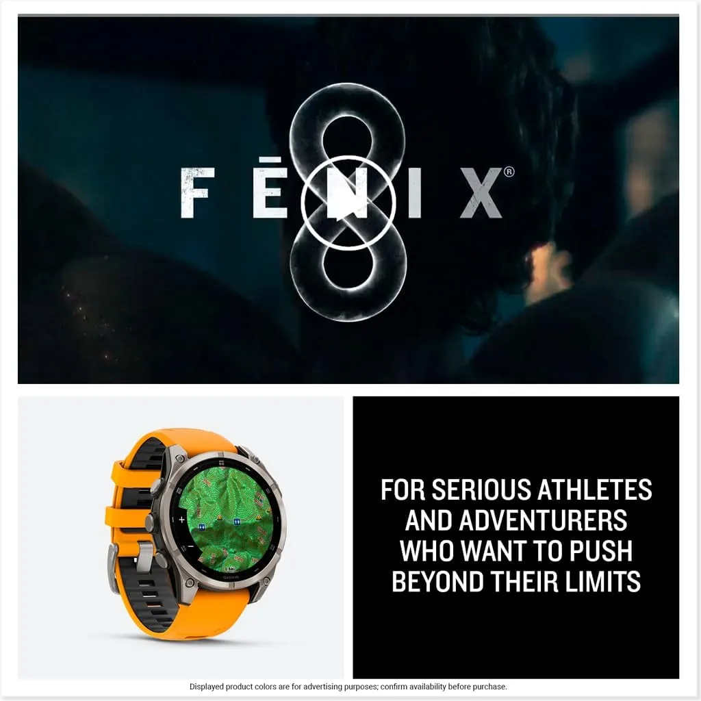 Garmin fēnix® 8 – 47 mm, AMOLED, Sapphire, Premium Multisport GPS Smartwatch, Long-Lasting Battery Life, Dive-Rated, Built-in LED Flashlight, Titanium with Spark Orange/Graphite Band