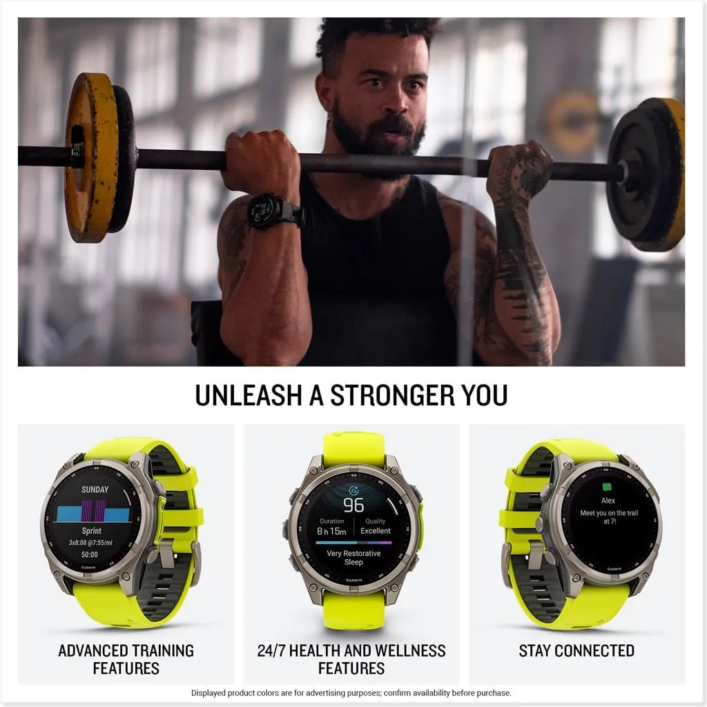 Garmin fēnix® 8 – 47 mm, Solar, Sapphire, Premium Multisport GPS Smartwatch, Long-Lasting Battery Life, Dive-Rated, Built-in LED Flashlight, Titanium with Amp Yellow/Graphite Band