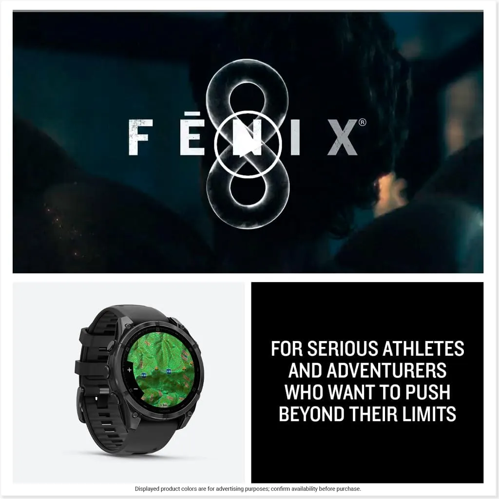 Garmin fēnix® 8 – 47mm, AMOLED, Premium Multisport GPS Smartwatch, Long-Lasting Battery Life, Dive-Rated, Built-in LED Flashlight, Slate Gray with Black Band