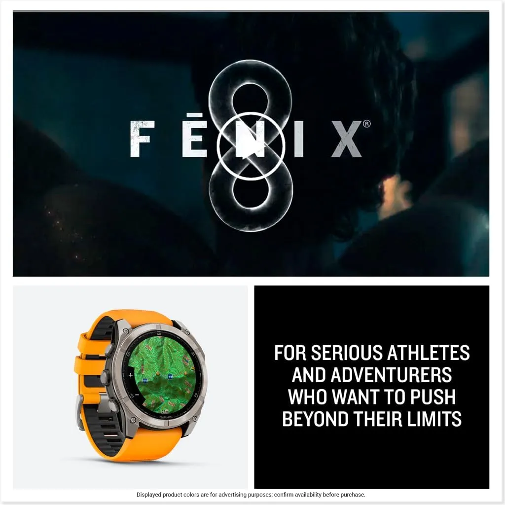 Garmin fēnix® 8 – 51 mm, AMOLED, Sapphire, Premium Multisport GPS Smartwatch, Long-Lasting Battery Life, Dive-Rated, Built-in LED Flashlight, Titanium with Spark Orange/Graphite Band