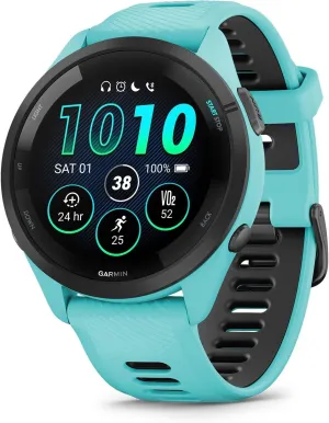 Garmin Forerunner 265 Running Smartwatch, Colorful AMOLED Display, Training Metrics and Recovery Insights, Aqua and Black (Renewed)
