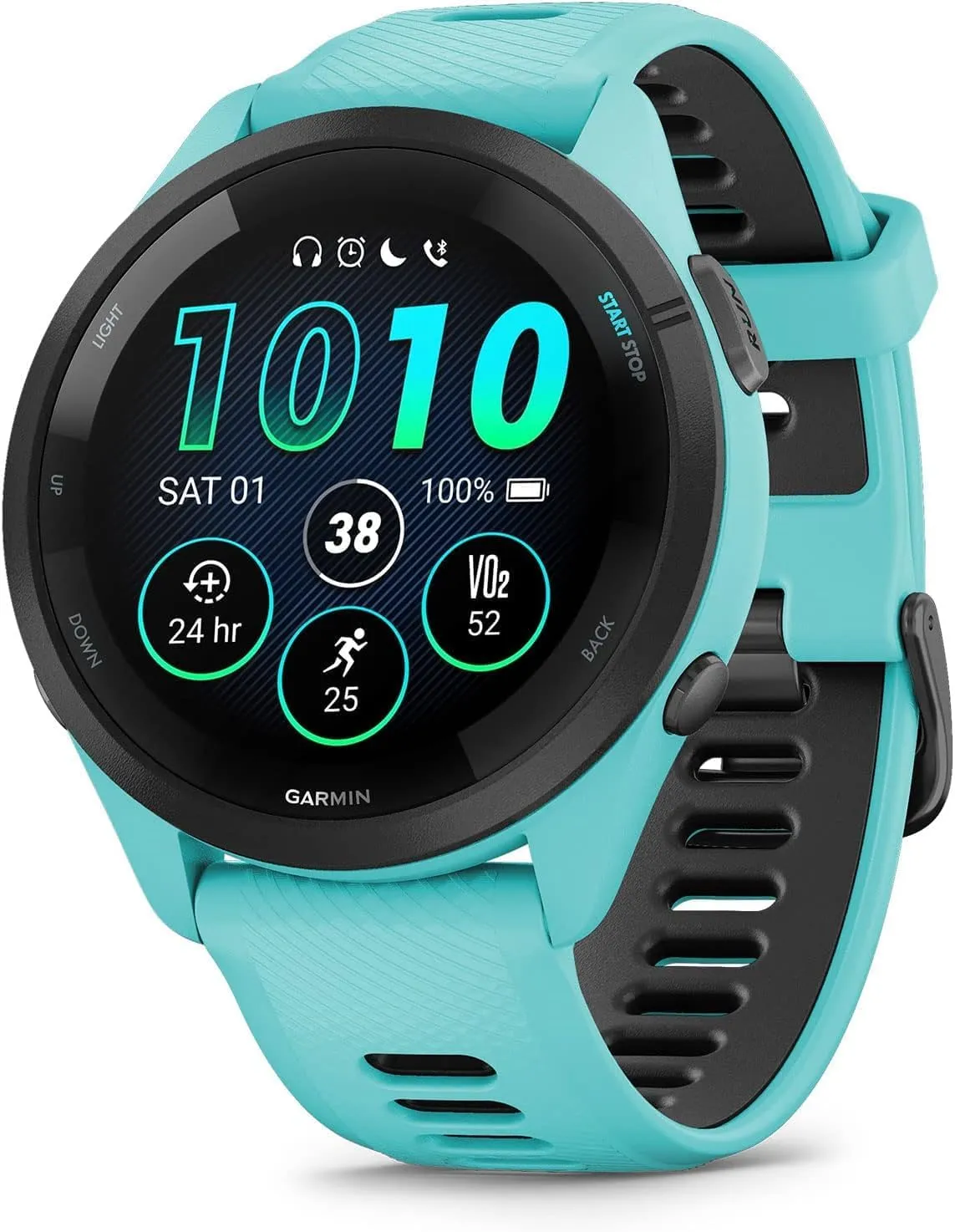 Garmin Forerunner 265 Running Smartwatch, Colorful AMOLED Display, Training Metrics and Recovery Insights, Aqua and Black (Renewed)