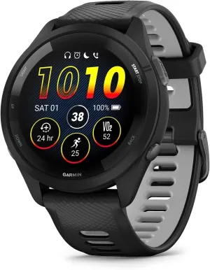 Garmin Forerunner 265 Running Smartwatch, Colorful AMOLED Display, Training Metrics and Recovery Insights, Black and Powder Gray (Renewed)