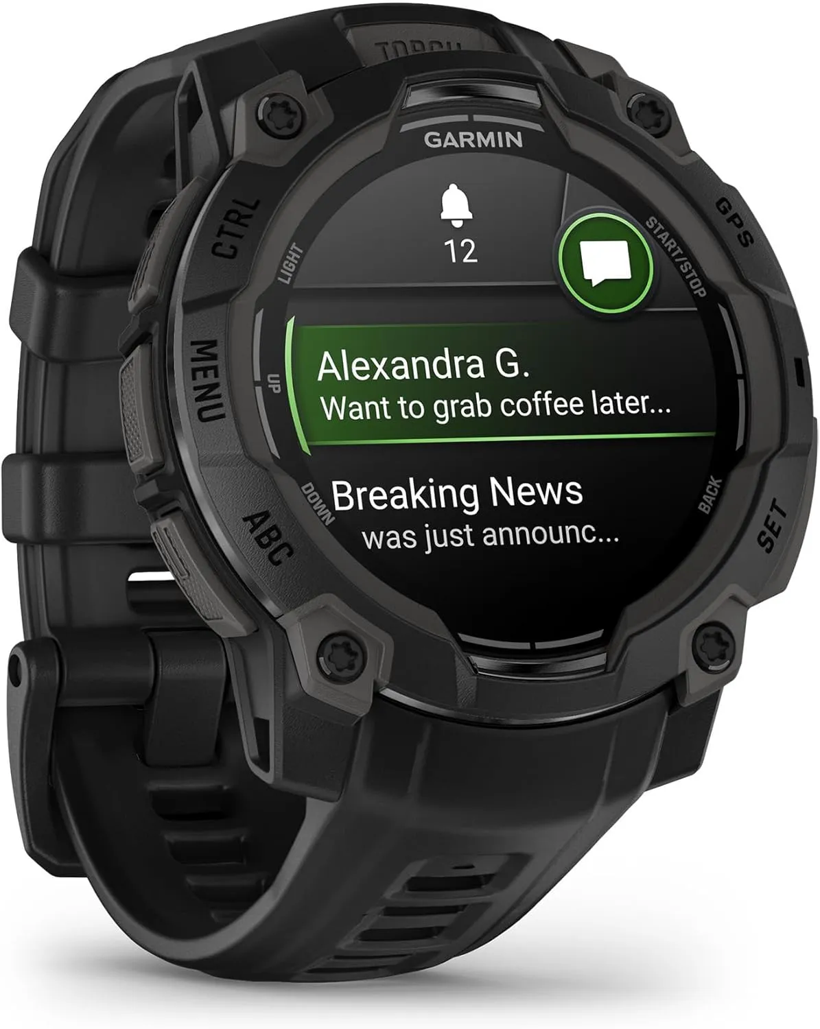 Garmin Instinct® 3 45mm, AMOLED Display, Rugged Outdoor GPS Smartwatch, Metal-Reinforced Bezel, Built-in Flashlight, Up to 18 Days of Battery Life, Black