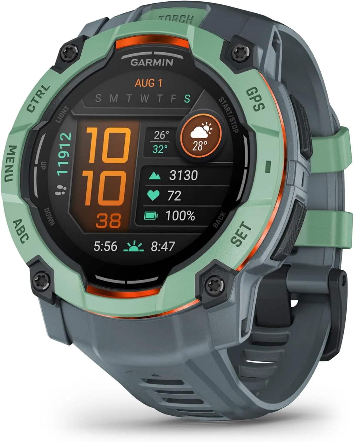 Garmin Instinct 3 Advanced GPS Adventure Watch, Neo Tropic with Twilight Band | 50mm AMOLED Display | Wrist Based Heart Rate Monitor, Up to 24 Days of Battery Life with Signature Stand Power Bundle