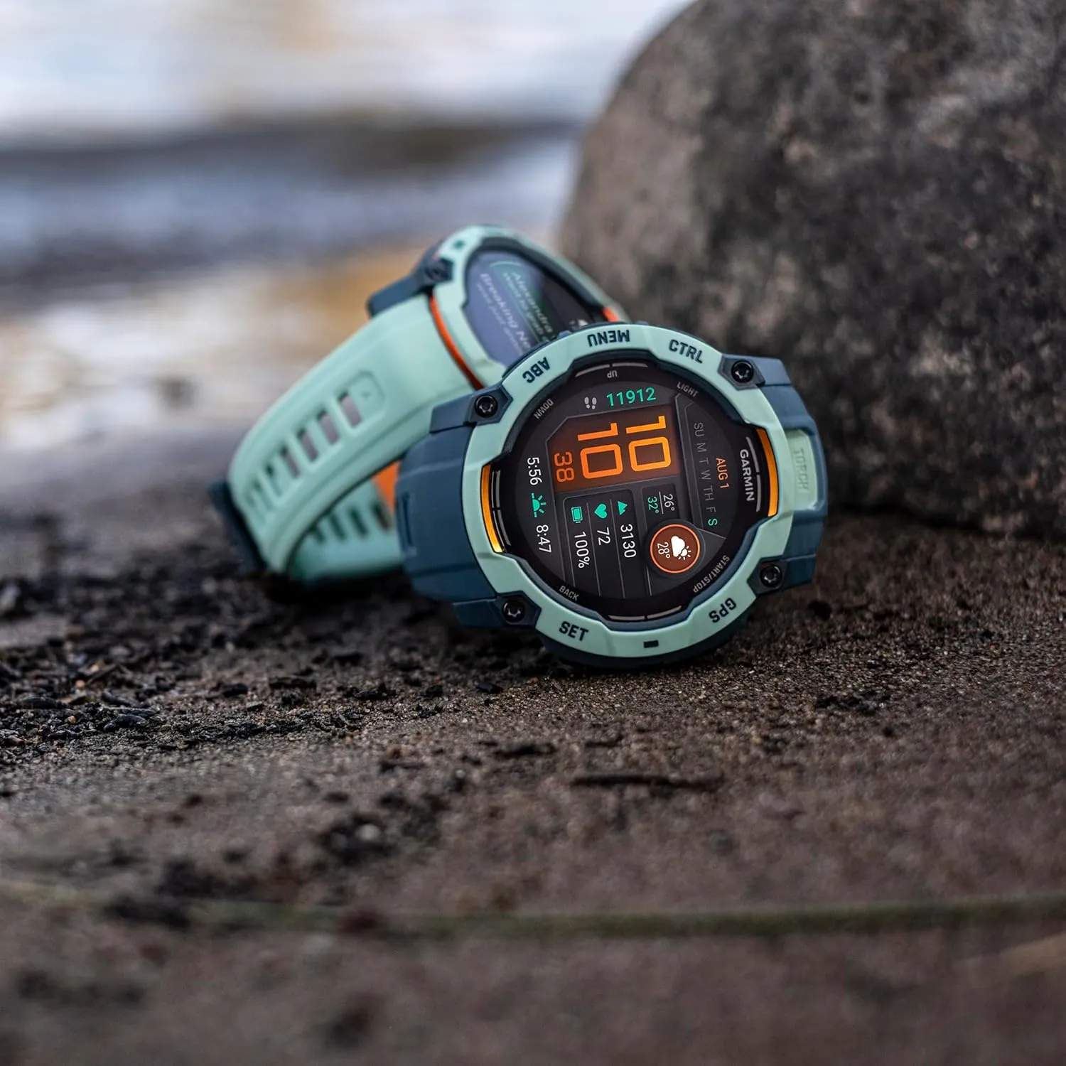Garmin Instinct 3 Advanced GPS Adventure Watch, Neo Tropic with Twilight Band | 50mm AMOLED Display | Wrist Based Heart Rate Monitor, Up to 24 Days of Battery Life with Signature Stand Power Bundle