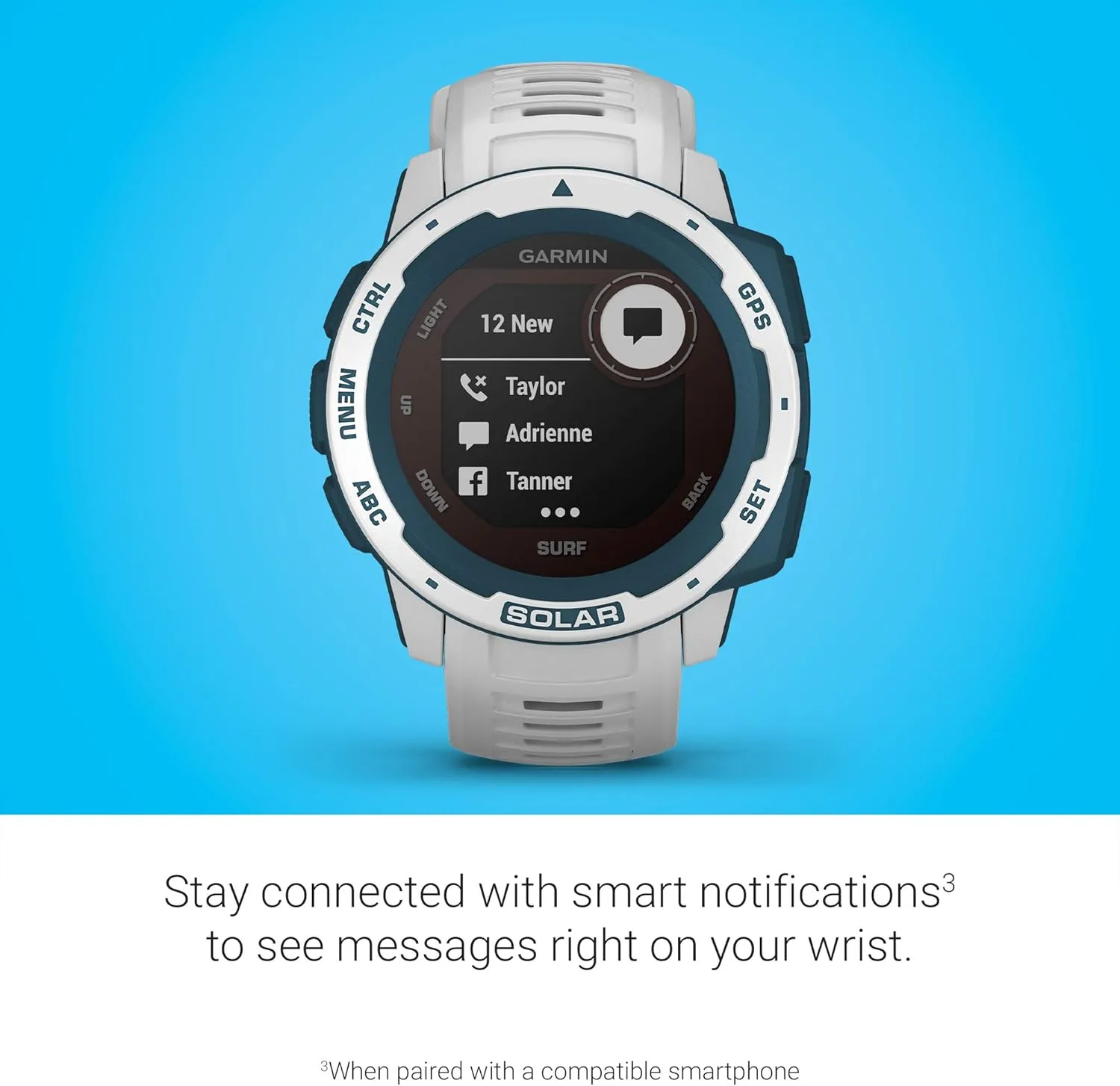 Garmin Instinct Solar Surf, Rugged Outdoor Smartwatch with Solar Charging Capabilities, Tide Data and Dedicated Surfing Activity, Cloudbreak