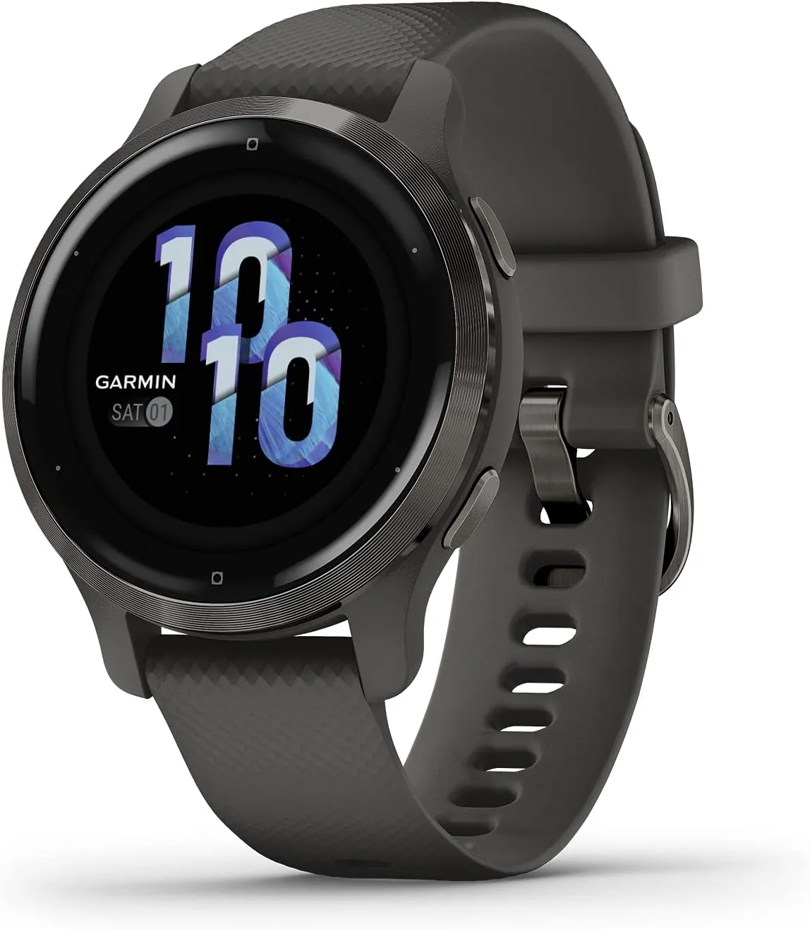 Garmin Venu 2S, Smaller-sized GPS Smartwatch with Advanced Health Monitoring and Fitness Features, Slate Bezel with Graphite Case and Silicone Band