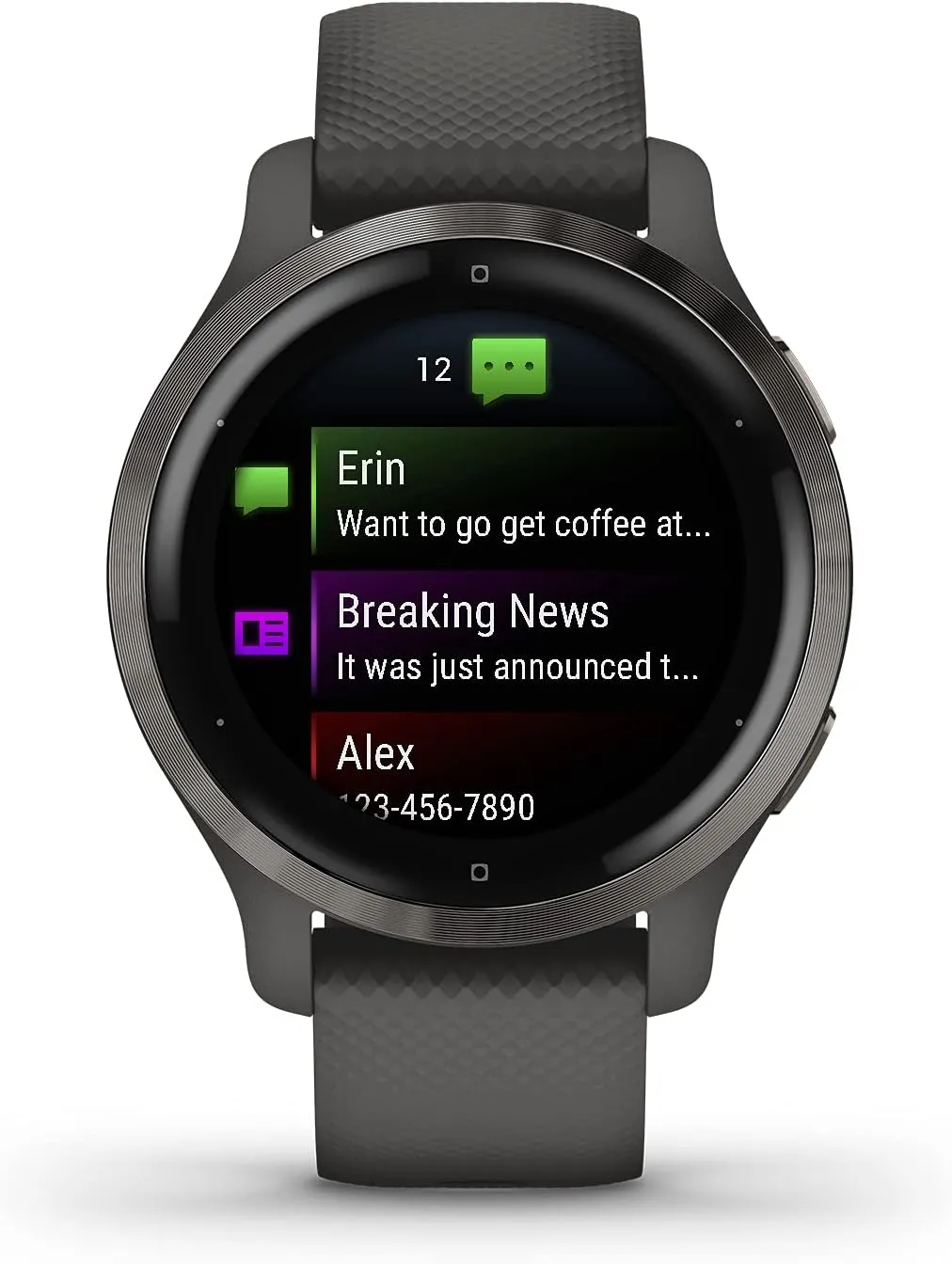 Garmin Venu 2S, Smaller-sized GPS Smartwatch with Advanced Health Monitoring and Fitness Features, Slate Bezel with Graphite Case and Silicone Band