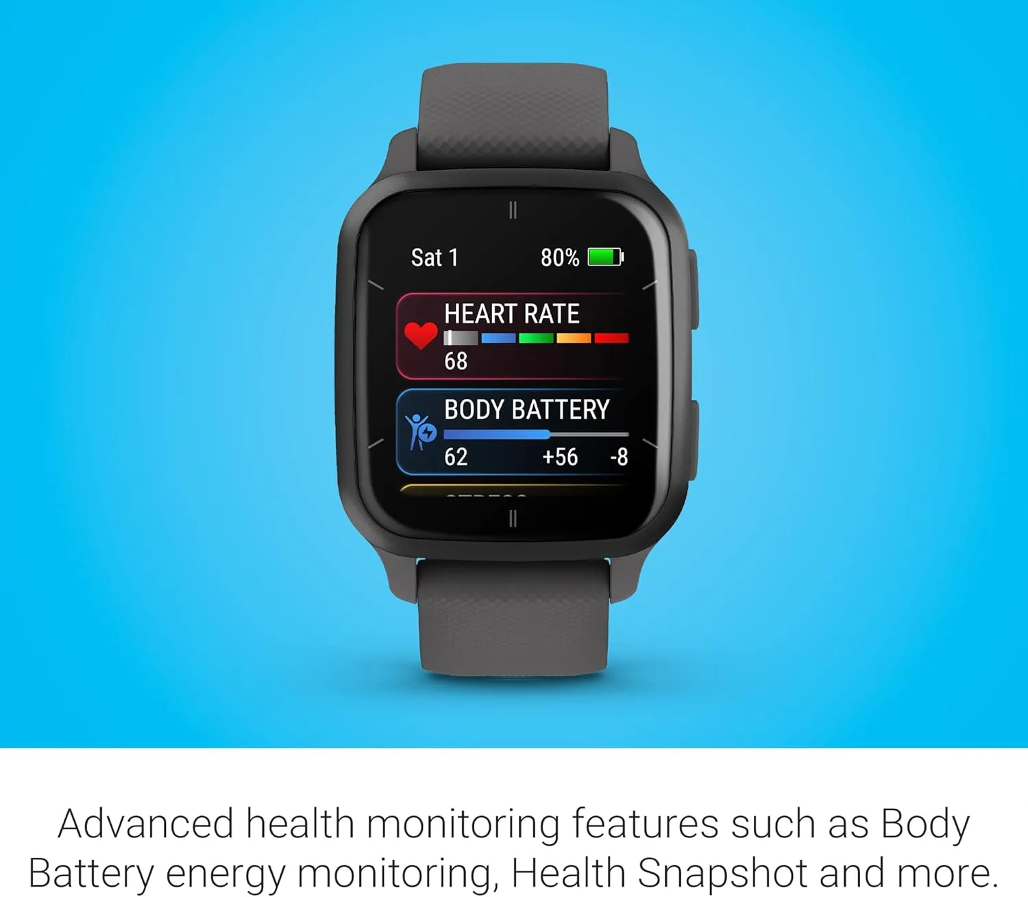 Garmin Venu® Sq 2 GPS Smartwatch, All-Day Health Monitoring, Long-Lasting Battery Life, AMOLED Display, Slate and Shadow Gray