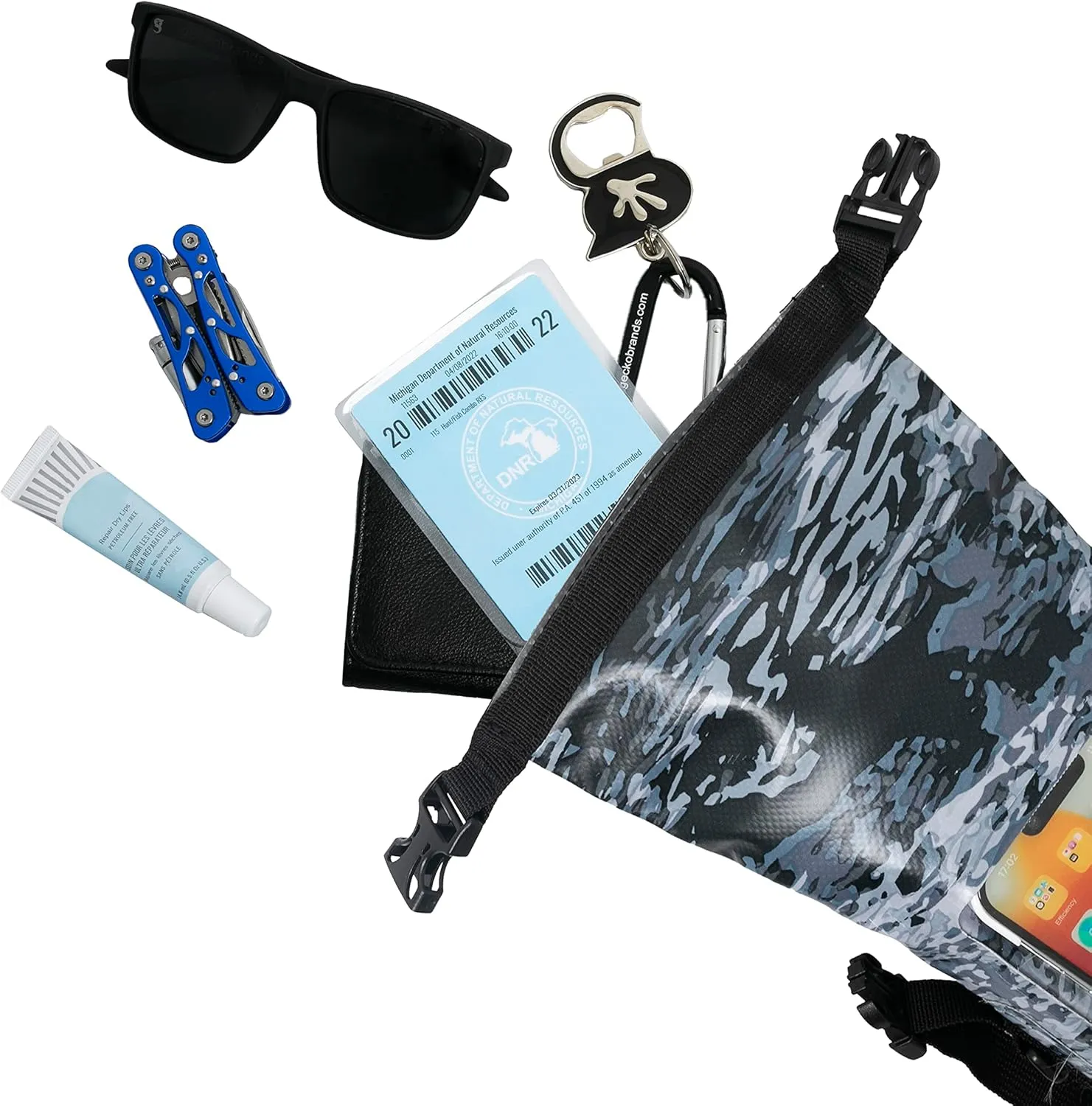geckobrands Waterproof Phone Tote with 2L Dry Bag and Adjustable Strap – Protect Your Phone and Valuables While on The Go