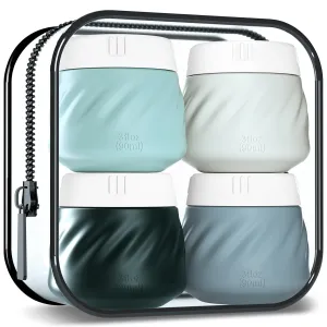 Gemice Travel Containers for Toiletries, Silicone Cream Jars TSA Approved Travel Size Containers with Clear Bag, Leak-proof Travel Accessories with Lid for Cosmetic Face Body Hand Cream (4 Pack)