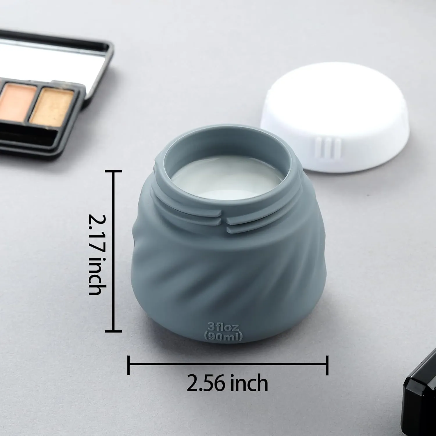Gemice Travel Containers for Toiletries, Silicone Cream Jars TSA Approved Travel Size Containers with Clear Bag, Leak-proof Travel Accessories with Lid for Cosmetic Face Body Hand Cream (4 Pack)
