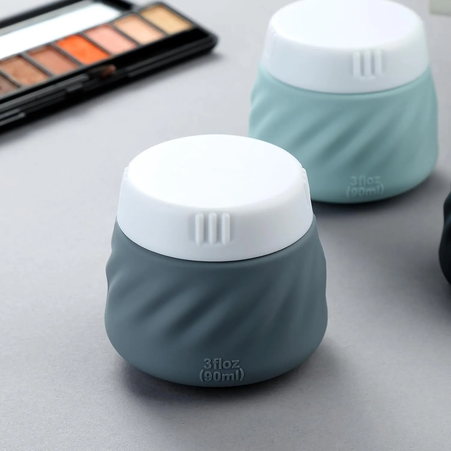 Gemice Travel Containers for Toiletries, Silicone Cream Jars TSA Approved Travel Size Containers with Clear Bag, Leak-proof Travel Accessories with Lid for Cosmetic Face Body Hand Cream (4 Pack)