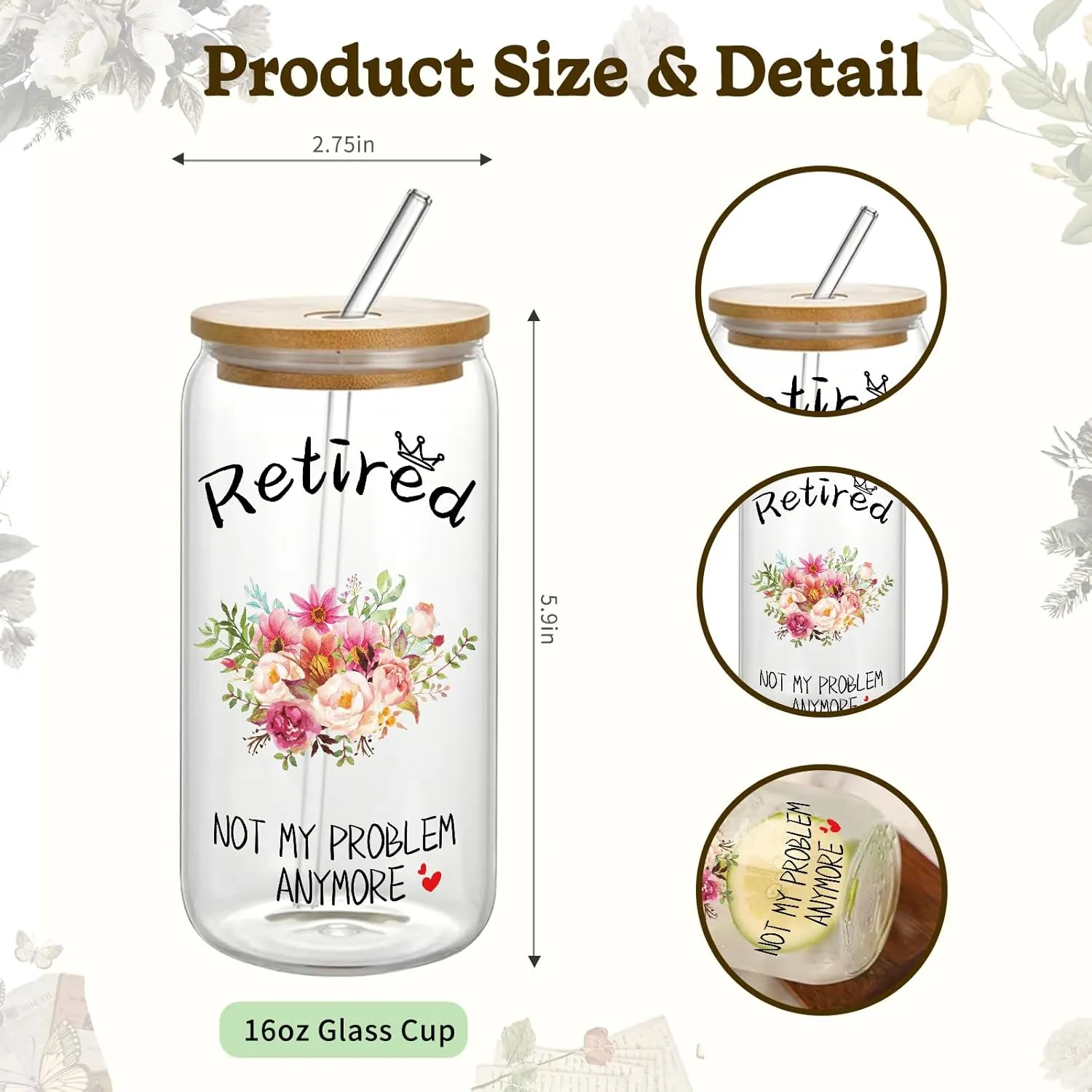 Gift Set for Women - Canvas Tote Bag & Inspirational Glass Cup
