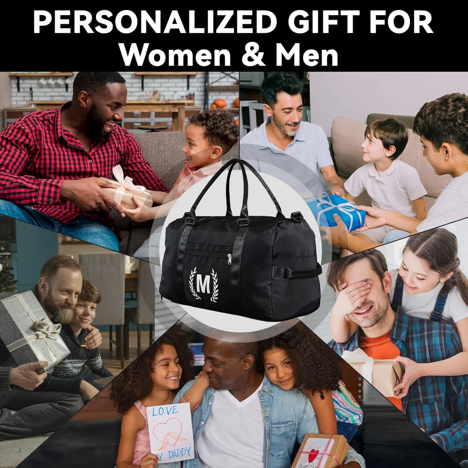 Gifts for men - Gym Bag for Men - Fitness Workout Sports Travel Duffle Bag with Wet Pocket & Shoes Compartment Father's day, Birthday or Anniversary for Men, Z, Jet Black, GG100