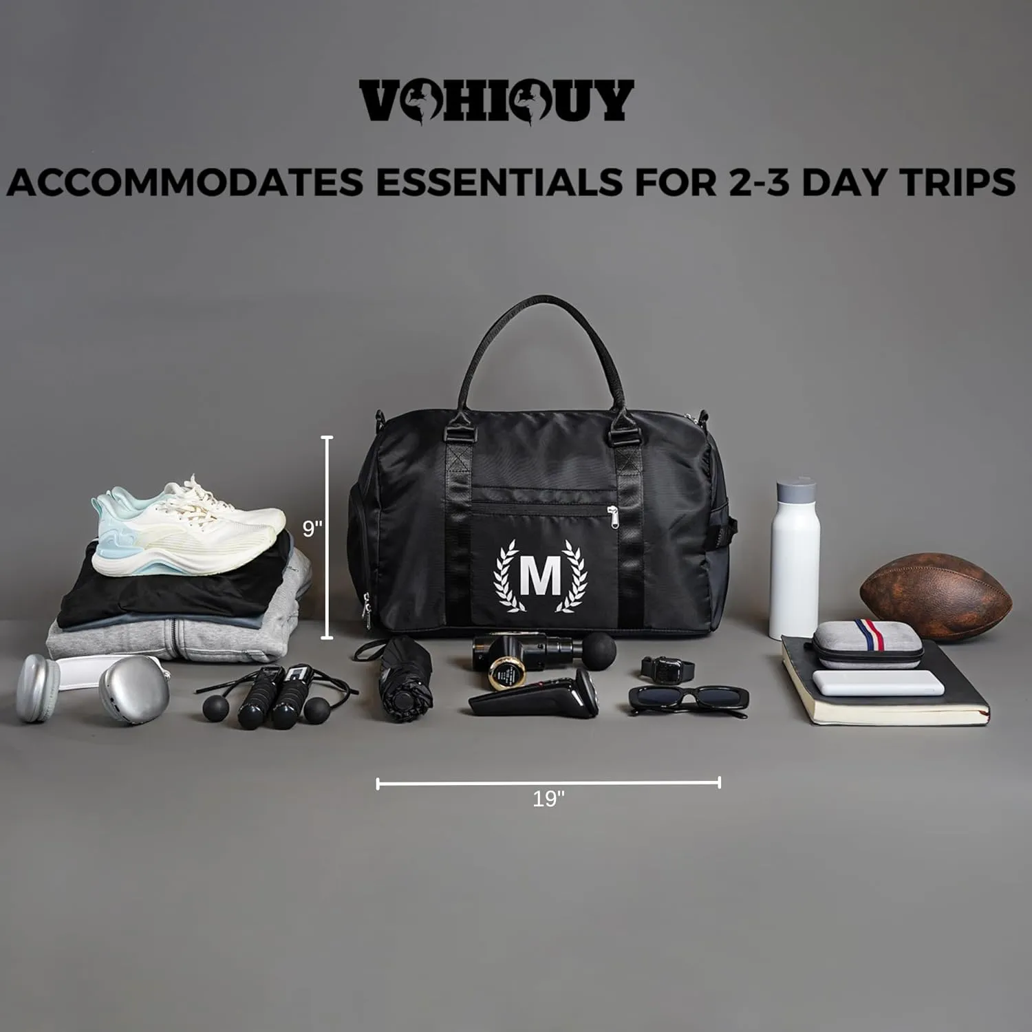 Gifts for men - Gym Bag for Men - Fitness Workout Sports Travel Duffle Bag with Wet Pocket & Shoes Compartment Father's day, Birthday or Anniversary for Men, Z, Jet Black, GG100