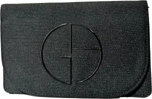 GIORGIO ARMANI Cosmetic BLACK FLAP Zip Clutch Pouch Makeup Bag Fragrance Bag (8.5L X 5H X 2W)