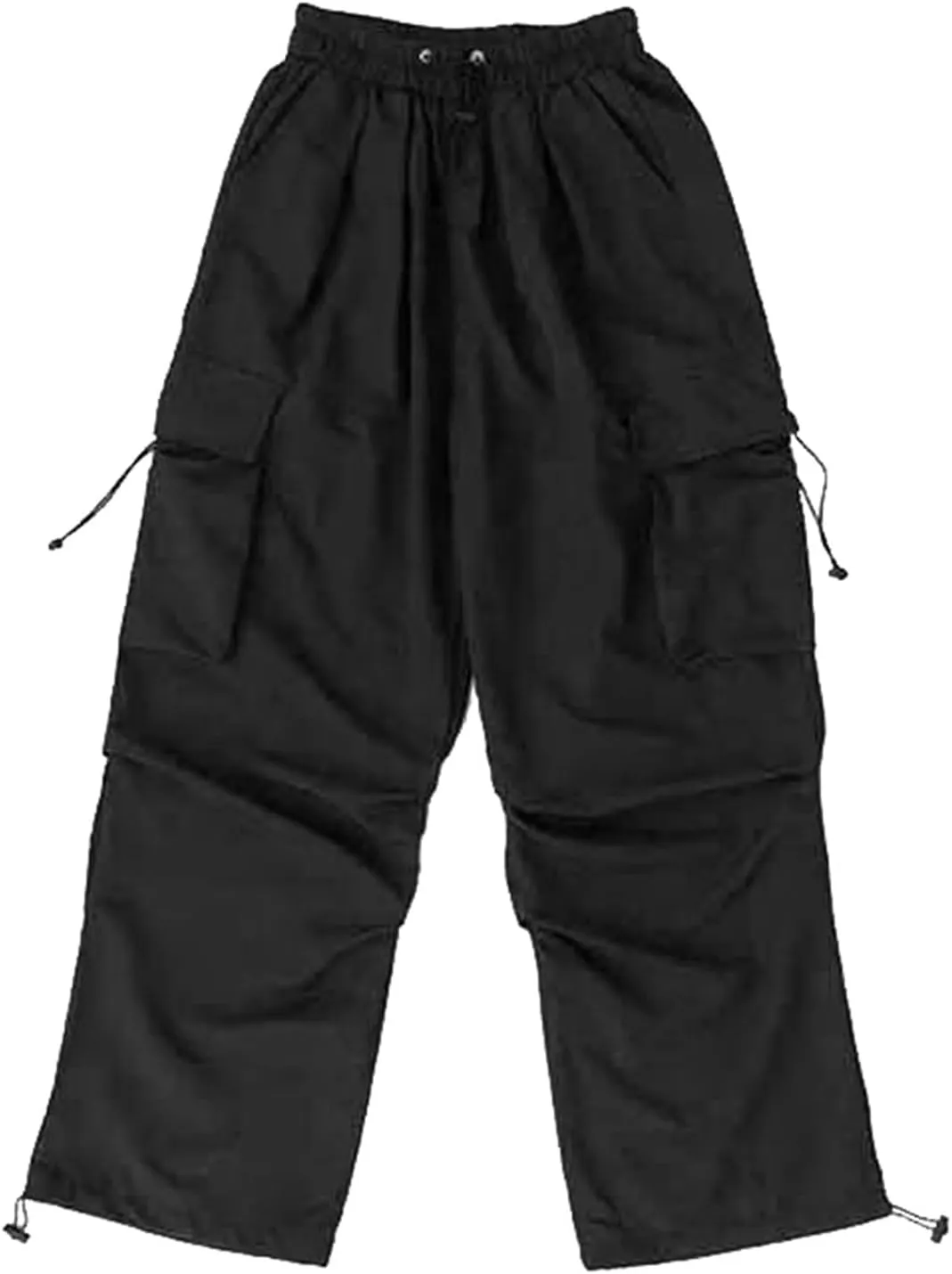 Girls Parachute Cargo Pants Elastic High Waist Drawstring Jogger Trousers Y2k Casual Loose Aesthetic Streetwear Sweatpants