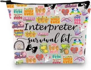 GJTIM Interpreter Zipper Pouch Interpreter Survival Kit Gift Makeup Bag for ASL Sign Language Interpreter (Survival Interpreter 2 Bag), Medium