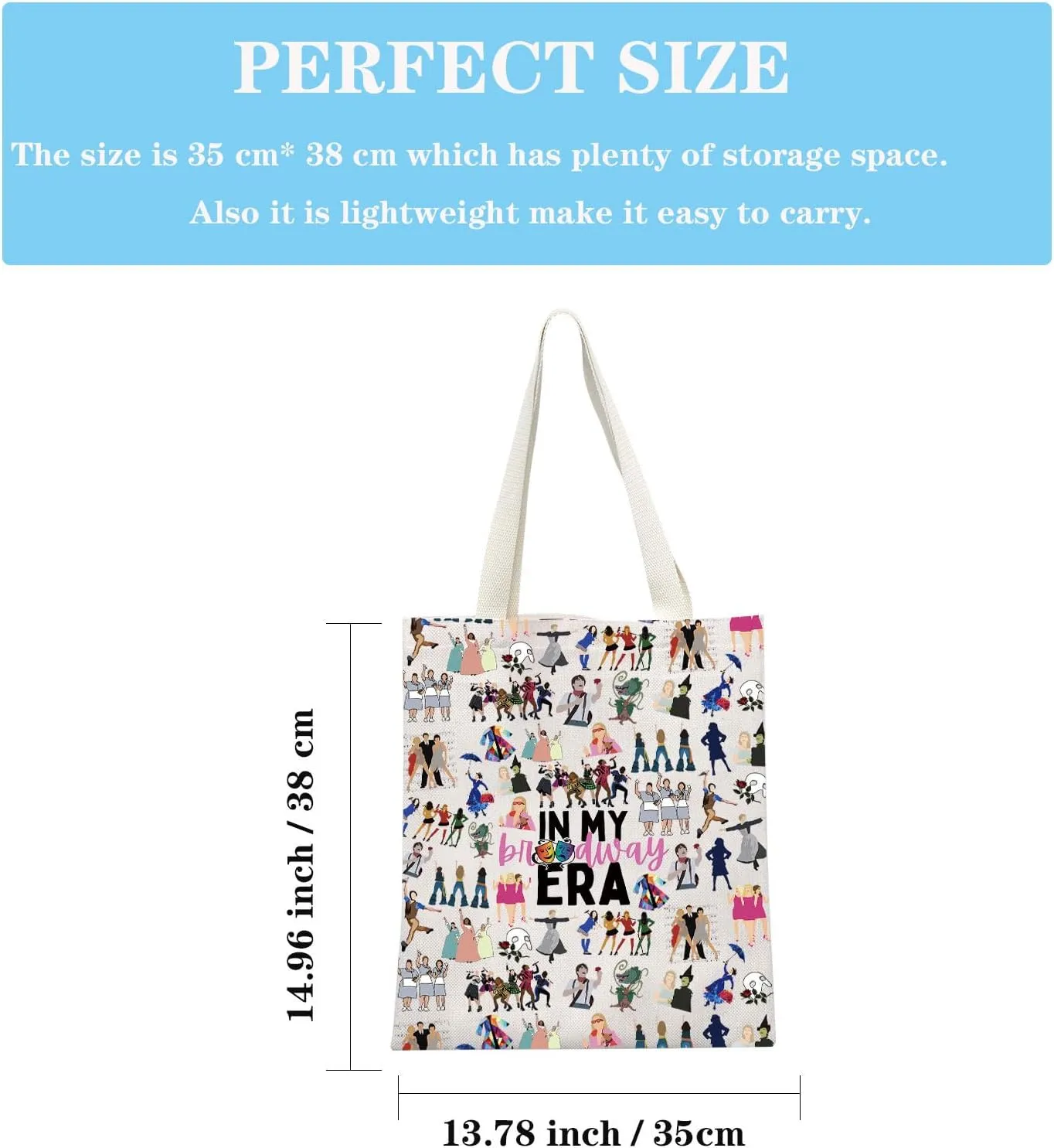 GJTIM Musical Gift Theatre Bag In My Musical Era Musical Theatre Gift Musical Zipper Pouch Makeup Bag (BWayEra Tote)
