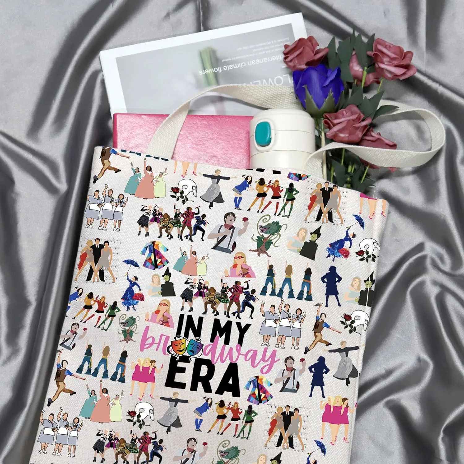 GJTIM Musical Gift Theatre Bag In My Musical Era Musical Theatre Gift Musical Zipper Pouch Makeup Bag (BWayEra Tote)