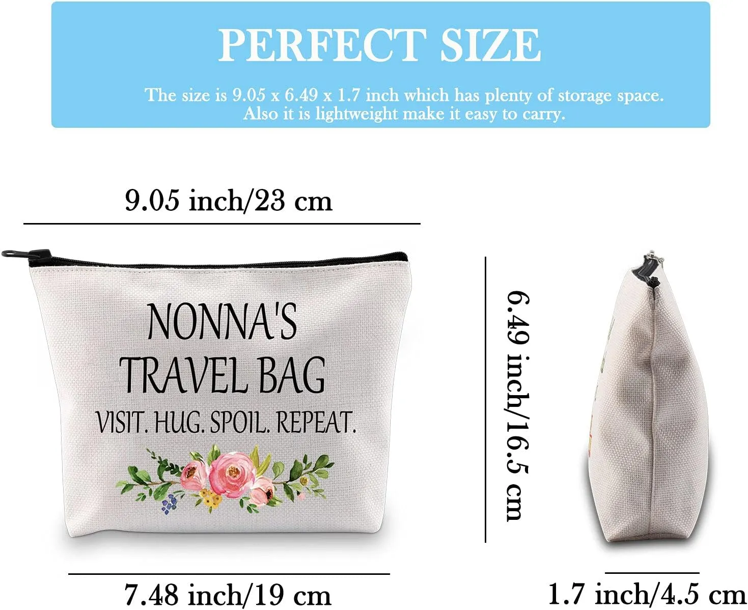 GJTIM Nonna Gift for Grandma from Grandchildren Nonna Travel Gift Grandmother Zipper Pouch Makeup bag (Nonna's Travel Bag)