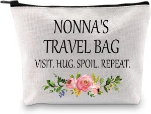 GJTIM Nonna Gift for Grandma from Grandchildren Nonna Travel Gift Grandmother Zipper Pouch Makeup bag (Nonna's Travel Bag)