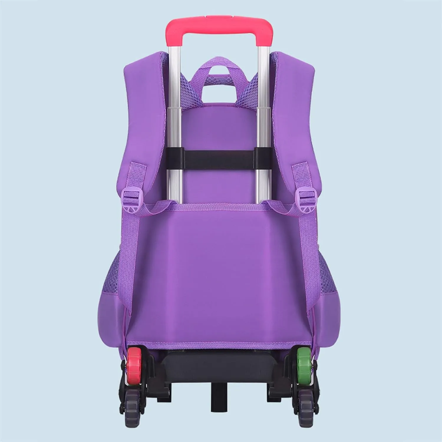 GLOOMALL Cute Rolling Backpack Three-piece Set with Lunch Bag School Girls Boys, Lightweight Trolley Travel Bag with 6 Wheels Classic Roller Luggage (Purple bow)